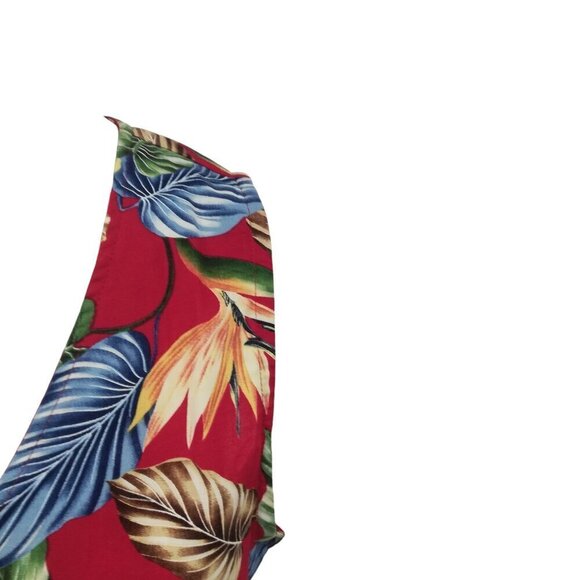 Vintage Confetti Hawaiian Floral Print Vest Sleeveless Shirt Size M 80s 90s Red - Picture 3 of 15